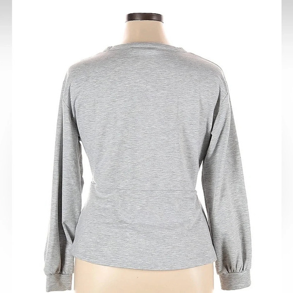 Lane Bryant Blouson Roundneck Long Sleeve Top Sweater Light Grey Plus Size 14/16 - Picture 2 of 5